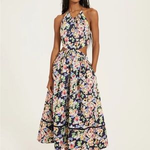 Something Navy Floral Cut out Dress